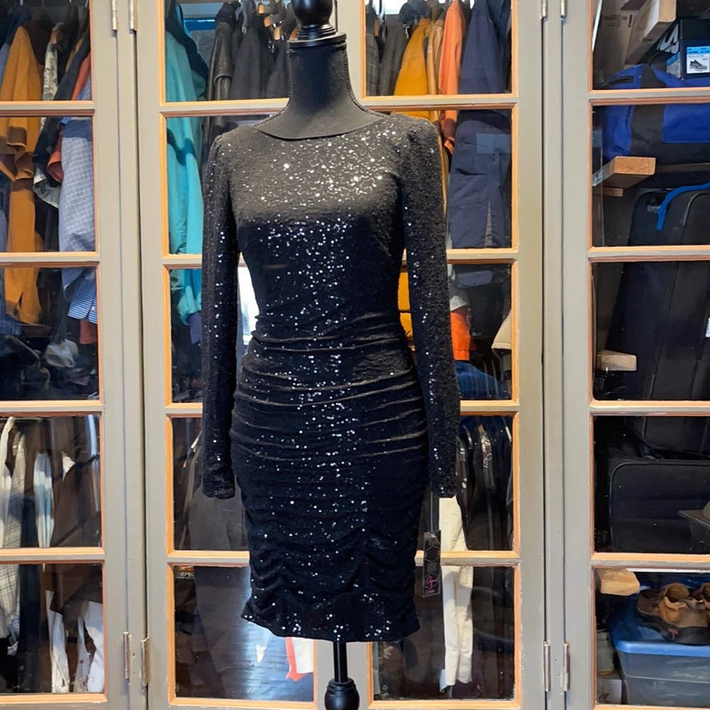Women’s Aqua sequined cocktail dress.
